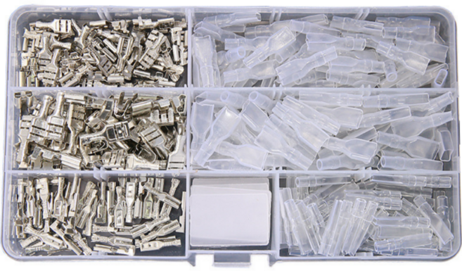(제이케이) DIY전용 납작단자 270pcs세트 PG절연캡 신주 넙적 PG압착단자 전선 압착 배선, 1세트, B39:납작단자 270pcs세트(은색)