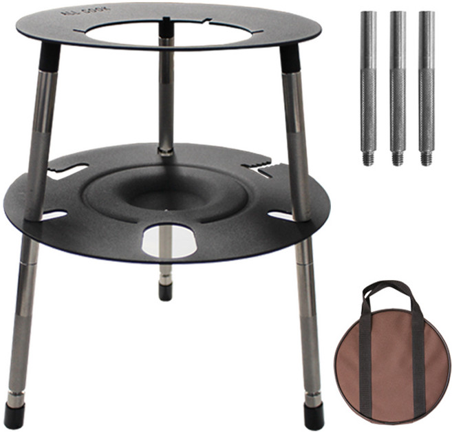 유진 국산 버너 거치대 받침대 가스통 스탠드 야외 캠핑 용품 등산높이조절 취사 도구, 1세트, 버너거치대(가방포함)+연장다리