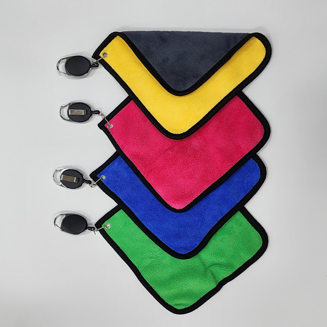 도톰한 미니 (15cm) 골프 릴 타올 골프 미니 타월 골프 볼타올 미니 골프 볼수건 고급릴 4개포함, 4개, 색상혼합(노랑,핫핑크,파랑,초록)