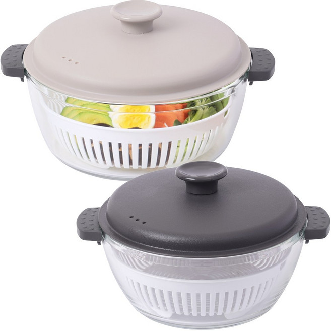 네오플램 내열유리 전자레인지 찜기 오븐 용기 유리캐서롤 1600ml+2200ml, 진그레이1600ml+그레이2200ml, 2개