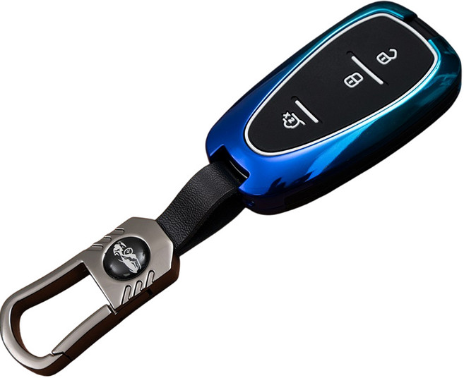 쉐보레 호환 차 케이스 자동차 스마트키 커버 메탈 리모컨 키홀더 차량용품, 3버튼_MG04, 블루