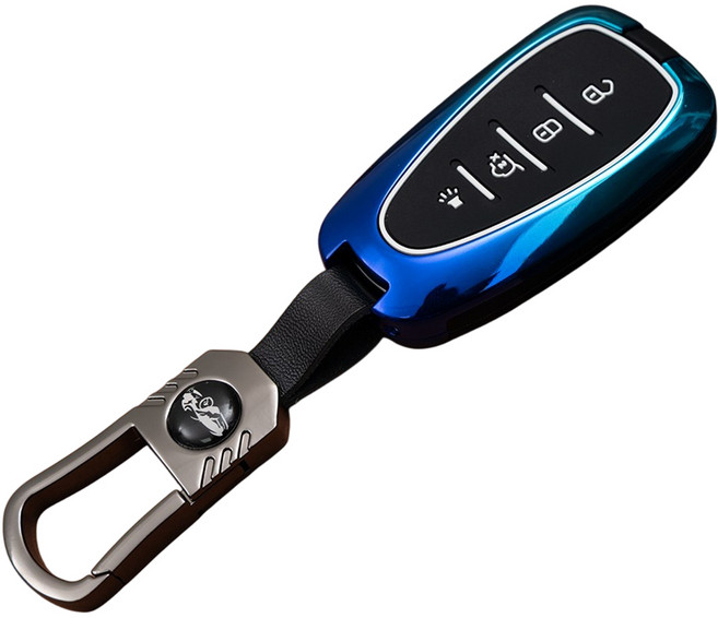 쉐보레 호환 차 케이스 자동차 스마트키 커버 메탈 리모컨 키홀더 차량용품, 4버튼_MG05, 블루