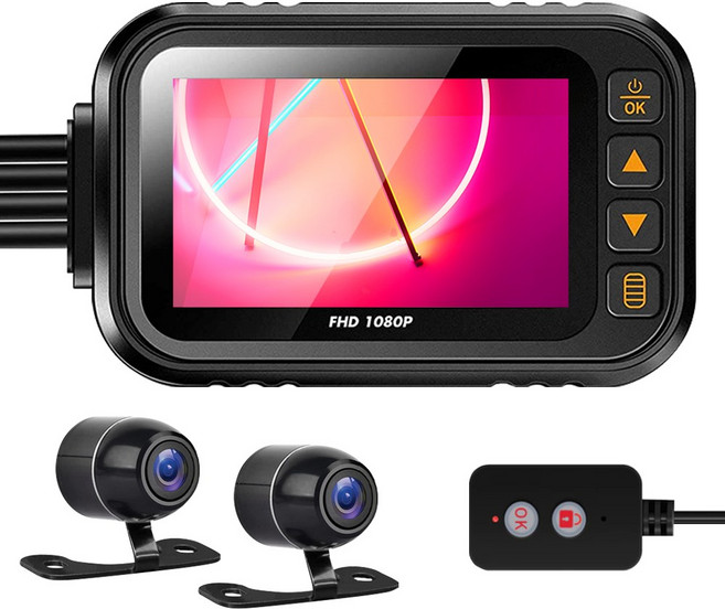 듀얼카메라 1080P 오토바이 2채널 블랙박스 M9 전체방수 64GB 포함