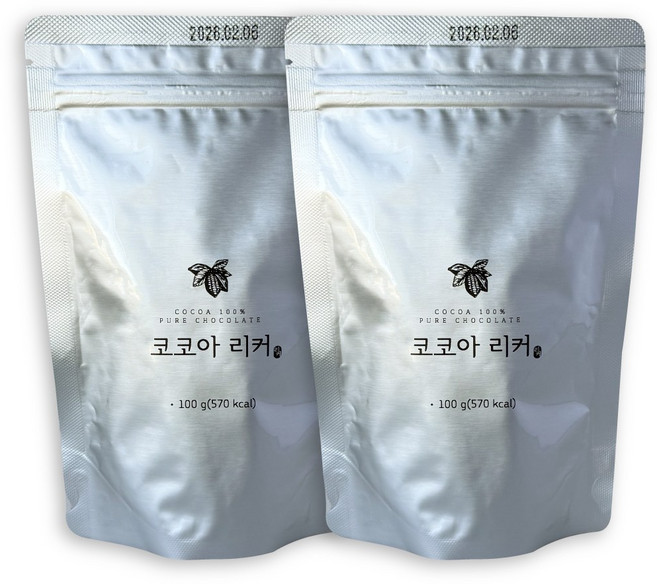 코코아매스 100g 카카오매스 네덜란드산 무설탕 다크초콜릿 100% 코코아리커 건강간식 델리시, 2개
