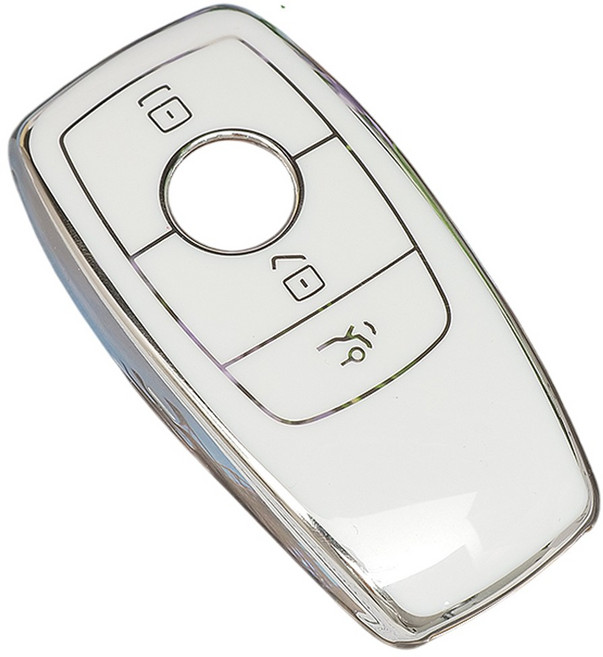 바이어블 벤츠 호환 자동차 tpu 스마트키 키케이스 키홀더 4버튼 3버튼, 4버튼 B타입 화이트실버 (VA-TA02)