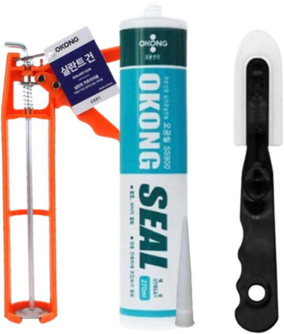 오공 보수용 실리콘 접착제 실리콘건 헤라 세트, 골드, 1세트