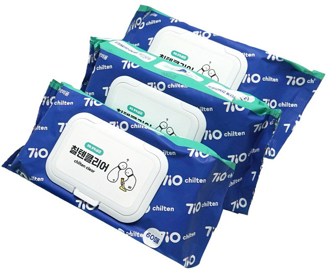 [2+1이벤트] 칠텐 볼클리어 볼티슈 대용량 가성비갑 60매입, 3개, 화이트