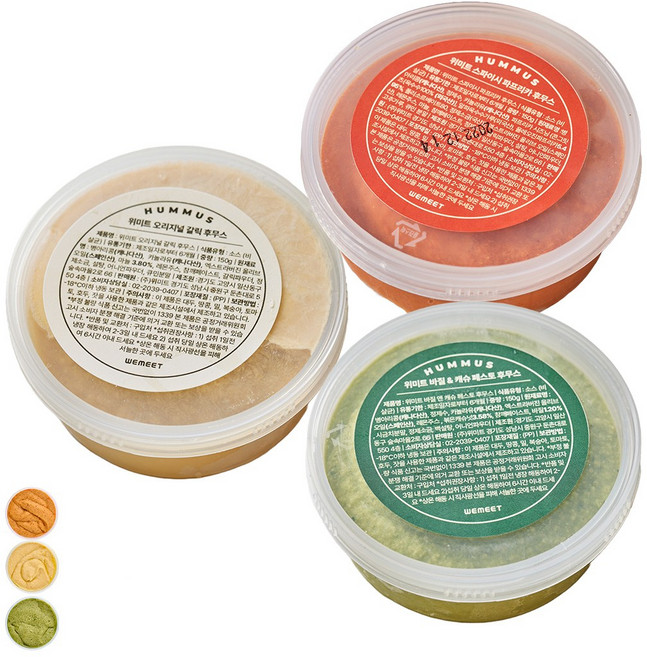 위미트 단백질 스프레드 후무스 3종 세트, 6개, 150g