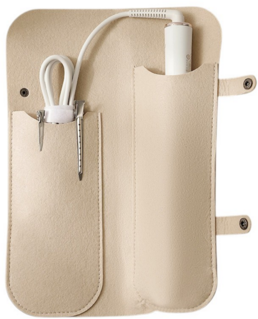 바잇마이 휴대용 고데기 파우치 방열 패드 여행용 고데기 가방, 1개, 베이지