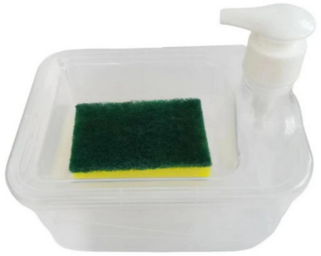 플랜메이 싱크대 주방세제 디스펜서 희석용기 수세미 거치대, 1개, 투명화이트