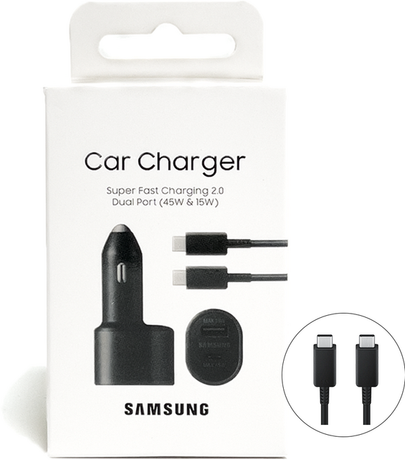 [케이블 세트] 삼성 60W 듀얼포트 차량용 초고속 충전기 EP-L5300, EP-L5300/기본 케이블 세트, 블랙