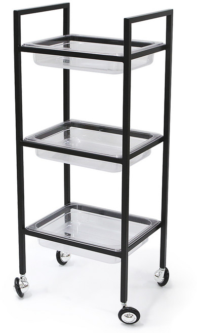 뜨리고 3단 웨곤 T-1000 ( 트레이 트롤리 이동식 수납장 선반 카트 틈새장 바퀴 36cm 27cm 87cm ), 블랙