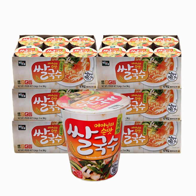백제 김치맛 미니컵 쌀국수, 58g, 30개