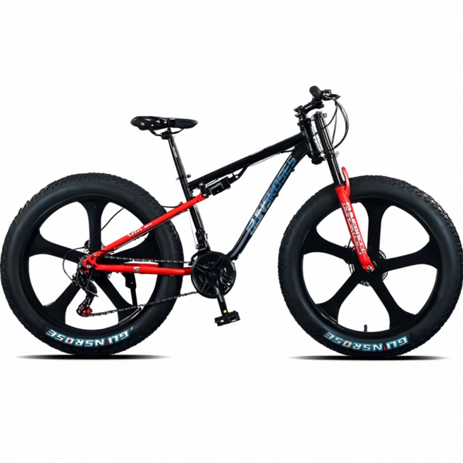 [AVALON] 팻바이크 풀샥 오프로드 MTB 산악자전거 고출력 광폭 타이어, 1개, 175cm, 레드블랙 26인치 블레이드휠 x 21단