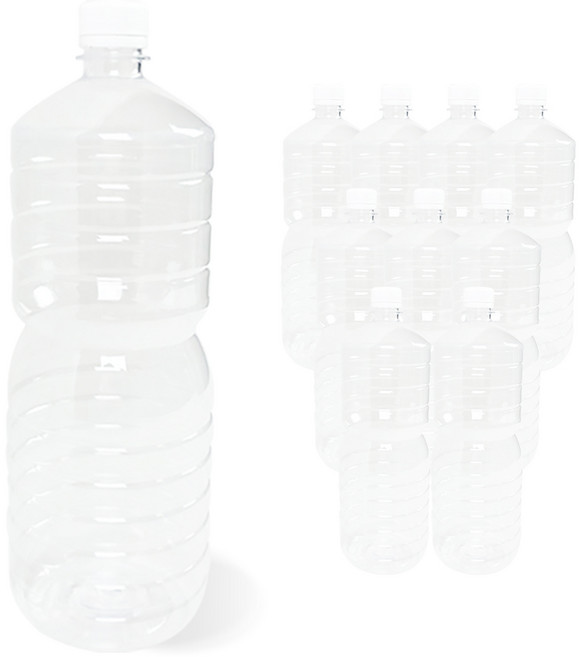 생수통 물병 원형PET 생수병 물통 보관용기 세트, 10개, 1.8L