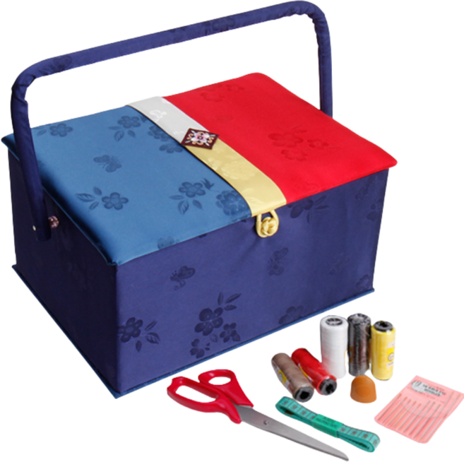 윤씨방 꽃나비 양단 반짇고리-대, 꽃분홍보라, 1개