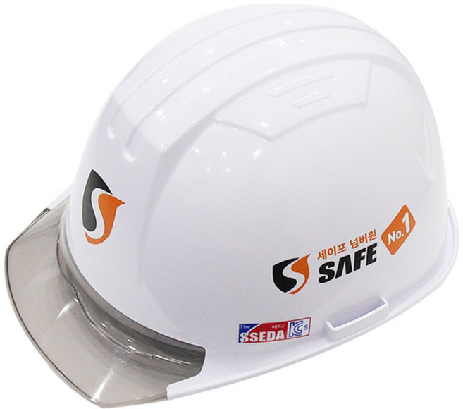SSEDA 쎄다7 안전모 / 투명창 보안경 ( 통풍충격 내피부착 ) / 건설 작업 머리보호 헬멧 ABE등급 낙하 비래 추락 감전방지, 쎄다7 안전모 화이트(무인쇄) 1개, 주문제작으로 교환반품 불가동의 후 구매합니다, 1개