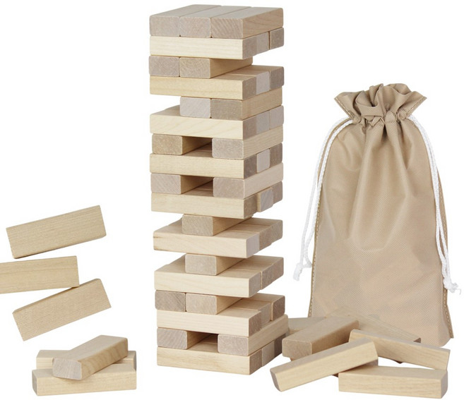 [썬플러스] 최상급 자작나무 무지 나무쌓기 블럭빼기 보드게임 젠가/나무블럭 낱개구매가능, 54피스+부직포가방, 1개