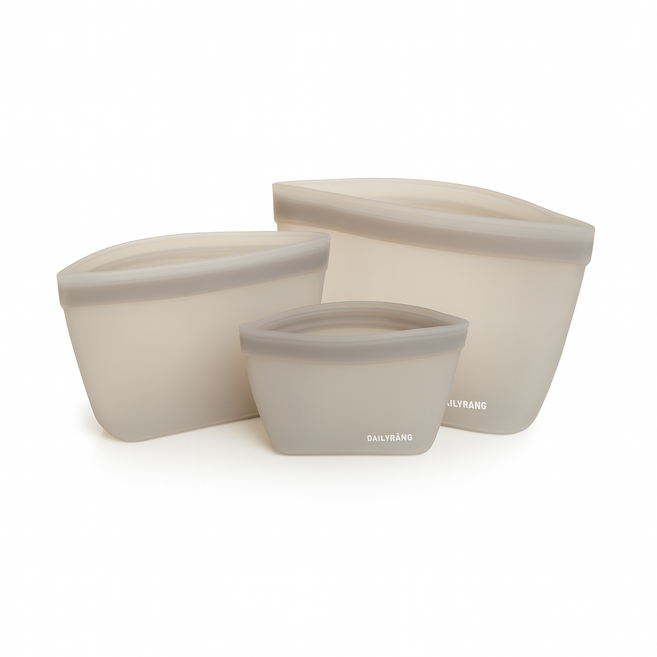 실리콘지퍼팩 3중 스탠드 밀폐 실리콘지퍼백 S+M+L 3종 세트, 그레이S+M+L, 1개