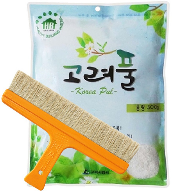 친환경 가루풀500g+긴풀솔 세트 빡빡솔 세트 도배용 풀 고려풀 간편하게 물에 희석해서 사용, 가루풀500g(1개)+긴풀솔(1개)
