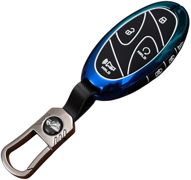 현대 디 올뉴 그랜저gn7 산타페 MX5 아반떼CN7 호환 차 케이스 자동차 스마트키 커버 메탈 키홀더 차량용품, 블루, 7버튼_MG08