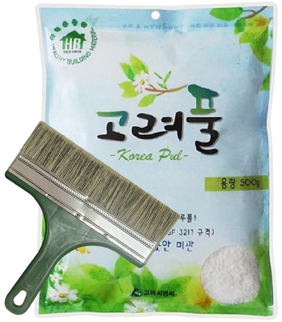 친환경 가루풀500g+도배붓 세트 도배용 풀 고려풀 간편하게 물에 희석해서 사용, 가루풀500g(1개)+도배붓(1개)