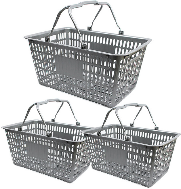 마트바구니 쇼핑바구니 플라스틱바구니 x3개, 대(회색), 3개