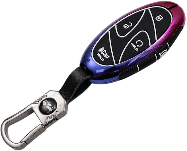 현대 디 올뉴 그랜저gn7 산타페 MX5 아반떼CN7 호환 차 케이스 자동차 스마트키 커버 메탈 키홀더 차량용품, 퍼플, 5버튼_MG07