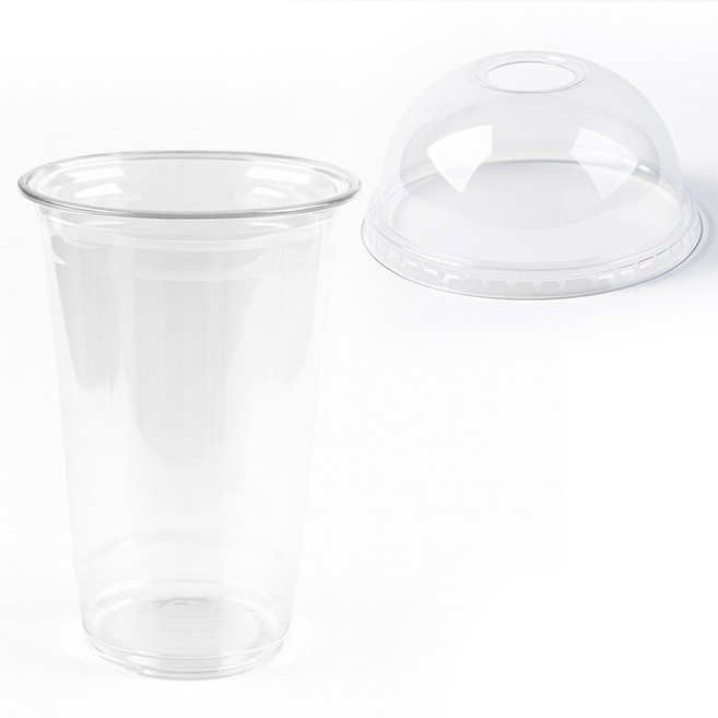 [국내생산] 98파이 투명아이스컵 + 뚜껑 100개 세트상품/테이크아웃, [세트]98파이24온스100개+98파이돔100개, 1개