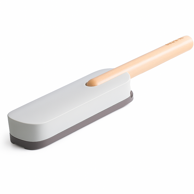 PPFM 정전기방지 섬유 브러쉬 원목 옷솔 의류 먼지 보풀 제거, 1개, 그레이