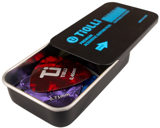 티올리(TiOLLi) 기타피크 전용피크케이스포함 피크선택요령제공, 트라이엥글(어쿠스틱기타) 20개 1세트 전용케이스 포함, 1개