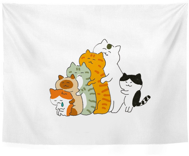 해피소드 감성 페브릭 포스터 가로형, 냥이들