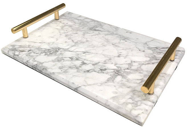 천연 대리석 트래버틴 트레이 촬영 소품 스톤 오브제 골드 포인트 전시다이 진열대, 화이트