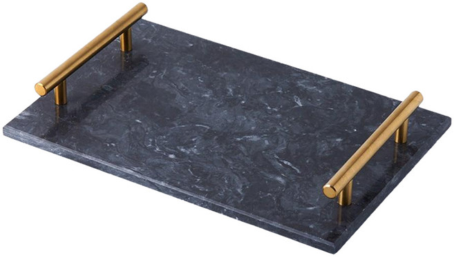 천연 대리석 트래버틴 트레이 촬영 소품 스톤 오브제 골드 포인트 전시다이 진열대, 블랙