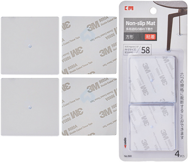 내구왕 튼튼한 가구 밀림 방지 논슬립 패드, 사각, 4개