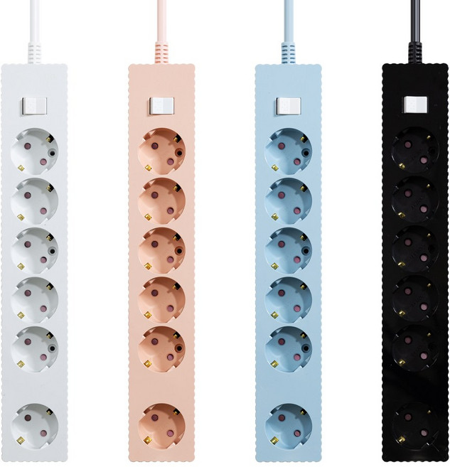 파워존 웨이브 6구 멀티탭 메인 통합 스위치 절전 과부하차단 멀티콘센트 50cm 1.5m 3m 5m 7m, 통합 6구 블랙, 1개