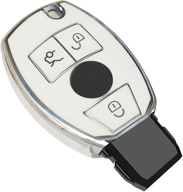 바이어블 벤츠 호환 자동차 tpu 스마트키 키케이스 키홀더 4버튼 3버튼, 4버튼 A타입 화이트실버 (VA-TA01)