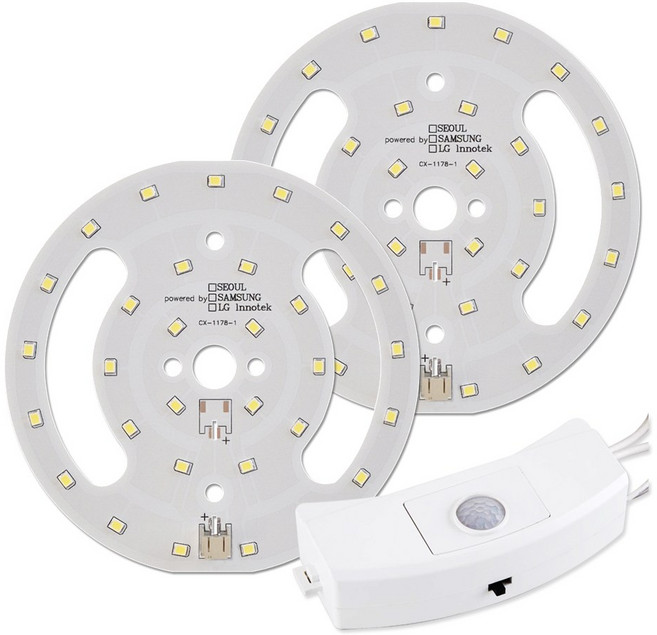 엘이디 몰 원형 센서 모듈(PCB) + 안정기 SET, 주광색, 2개
