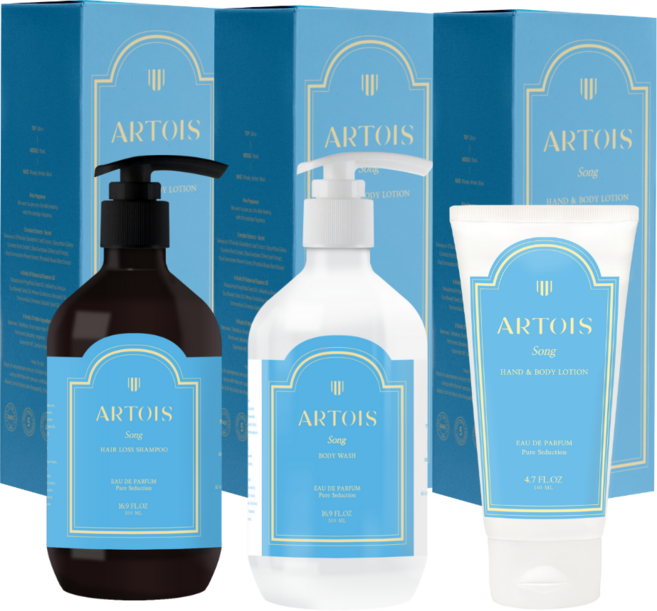 비누향폭발세트 아르투아 송 3종 기프트세트 ( 핸드앤바디로션140ml+바디워시500ml+샴푸500ml ), 1세트