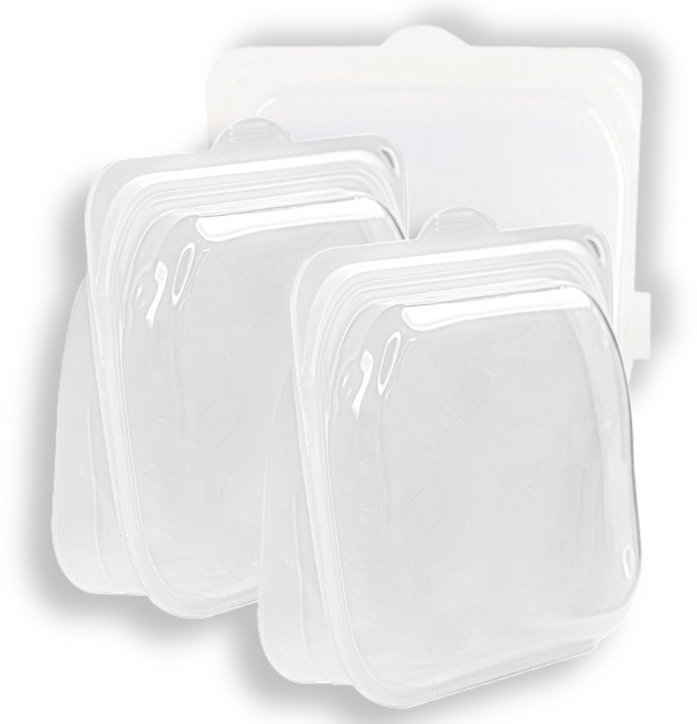 르쿠르쿠 다회용 실리콘 지퍼백, 1000ml, 3개