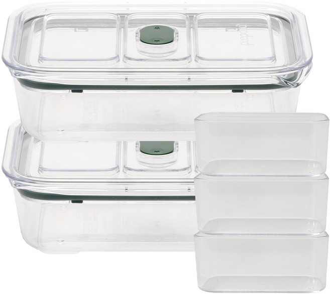 [프리파라] 브루클린 3호 패키지 (1 000ml)x2개(+소분기 3개 포함) (그린) 스마트 래치락 밀폐용기 반찬통, 1세트, 3호x2개(+소분기)