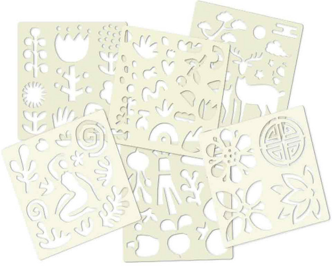 스텐실도안 카드 어린이 시니어 미술활동 6종택일, 세트C, 1개