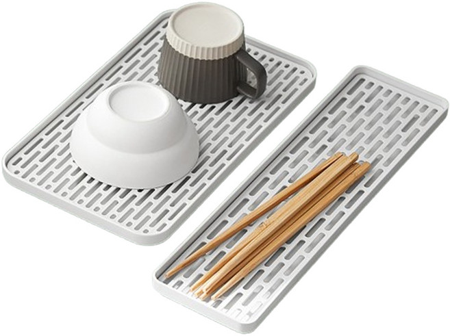 살림하는집 깔끔 주방 미니 물빠짐 트레이 컵 식기건조대 세트, 1세트, 옵션2 (S슬림형 + M중형), 1단