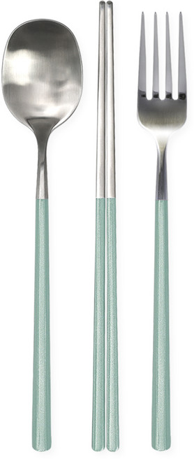 브리앙뜨 펄인러브 수저+포크세트, 1세트, 숟가락+젓가락+포크, 민트