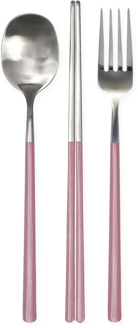 브리앙뜨 펄인러브 수저+포크세트, 1세트, 숟가락+젓가락+포크, 핑크펀치