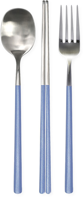 브리앙뜨 펄인러브 수저+포크세트, 1세트, 숟가락+젓가락+포크, 스카이블루