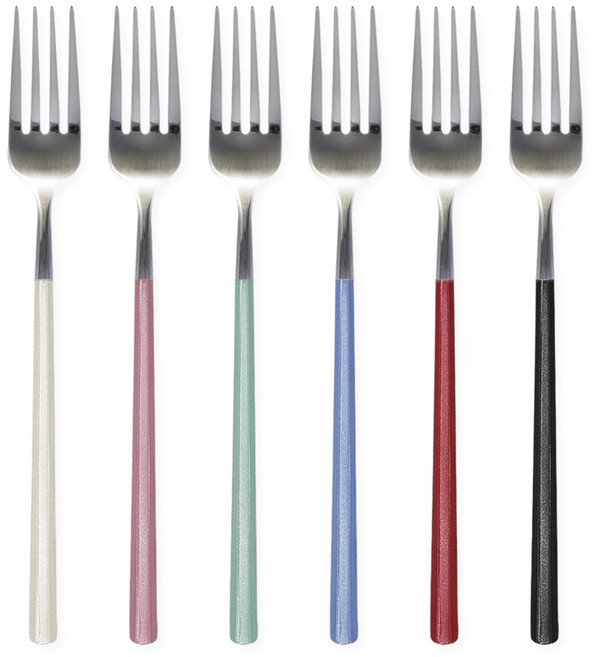 브리앙뜨 펄인러브 포크, 6개, 아이보리+핑크펀치+스카이블루+민트+블랙+버건디