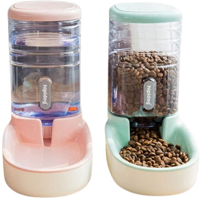 도매창고 3.8L 애견 강아지 반자동 급식기 급수기 반려견, 사료통-블루, 1개