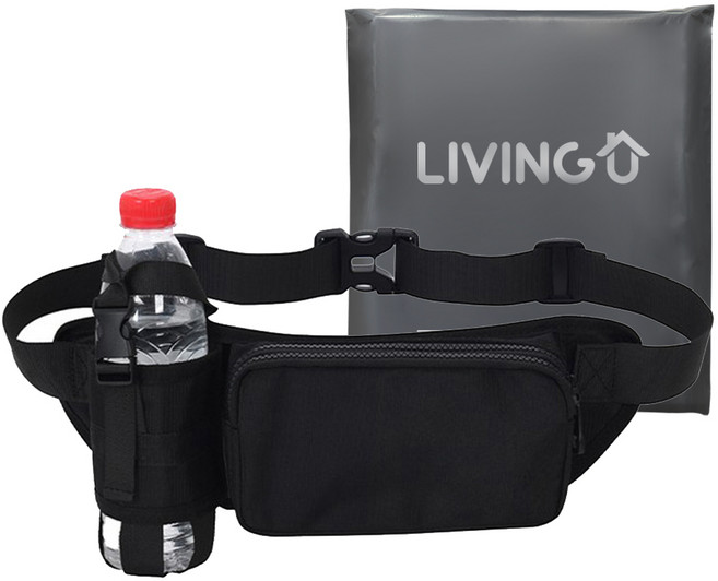 리빙유 스포츠 멀티 등산 러닝 슬링백 힙색 런닝벨트 물통 조깅 가방, 제트 블랙, 1개