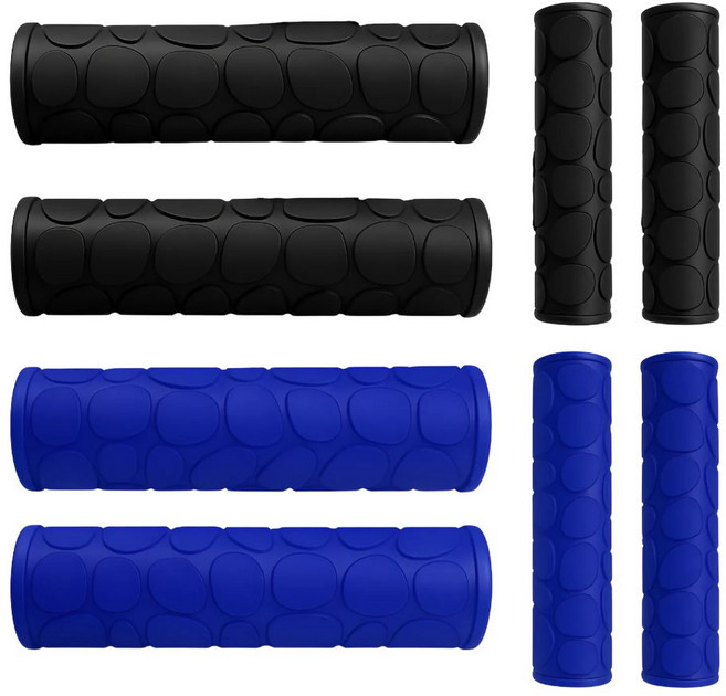 에코모스티 오토바이 핸들그립 커버 실리콘 브레이크, 1세트, 블랙+블루